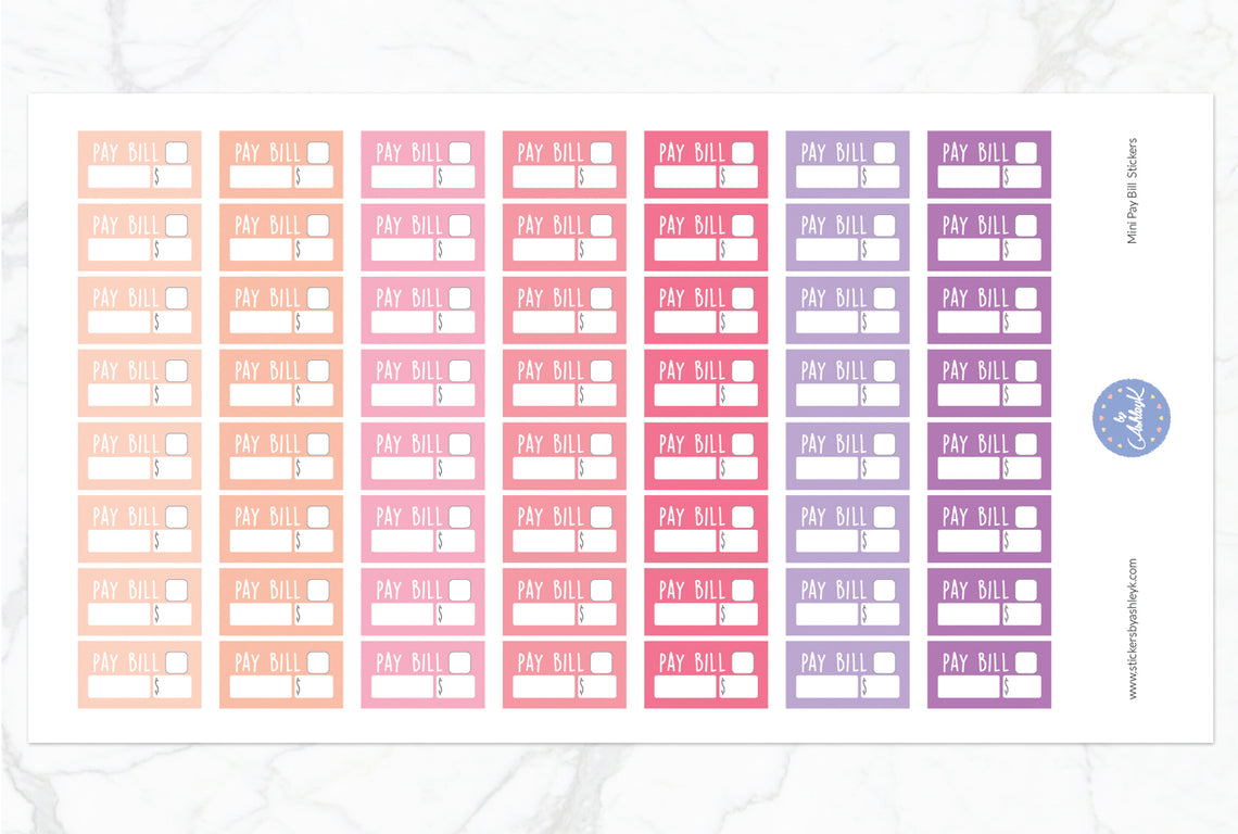 Mini Pay Bill Stickers - Raspberry