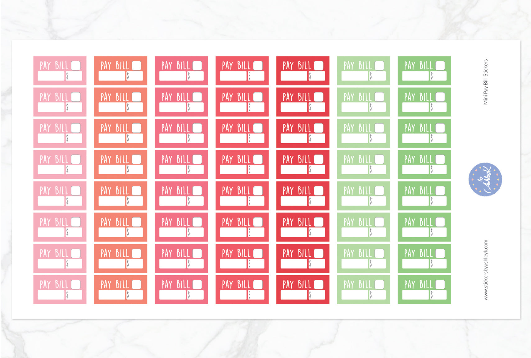 Mini Pay Bill Stickers - Strawberry