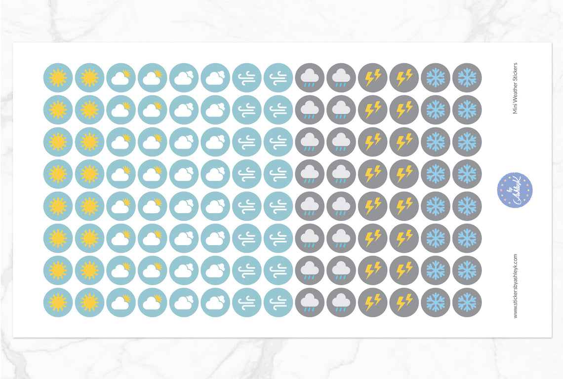 112 Mini Weather Stickers - With Snow