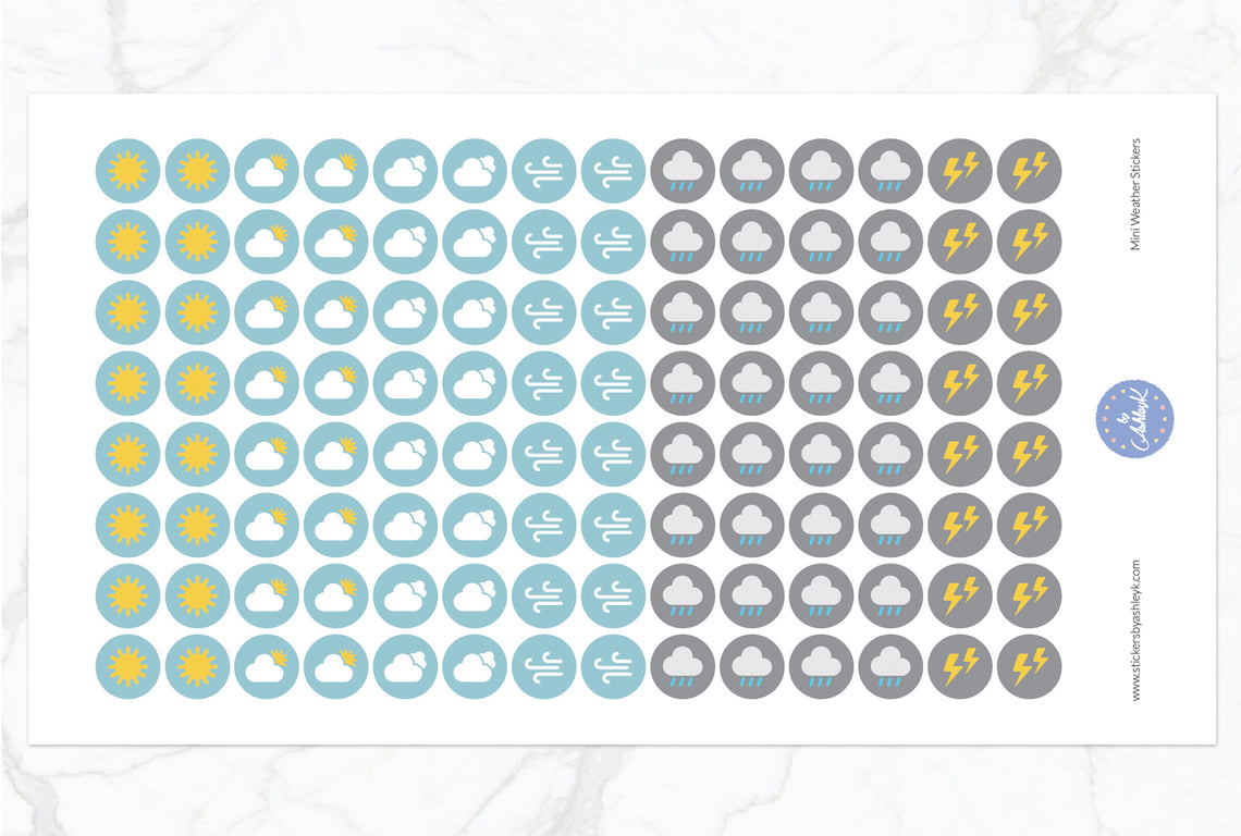 112 Mini Weather Stickers - Without Snow