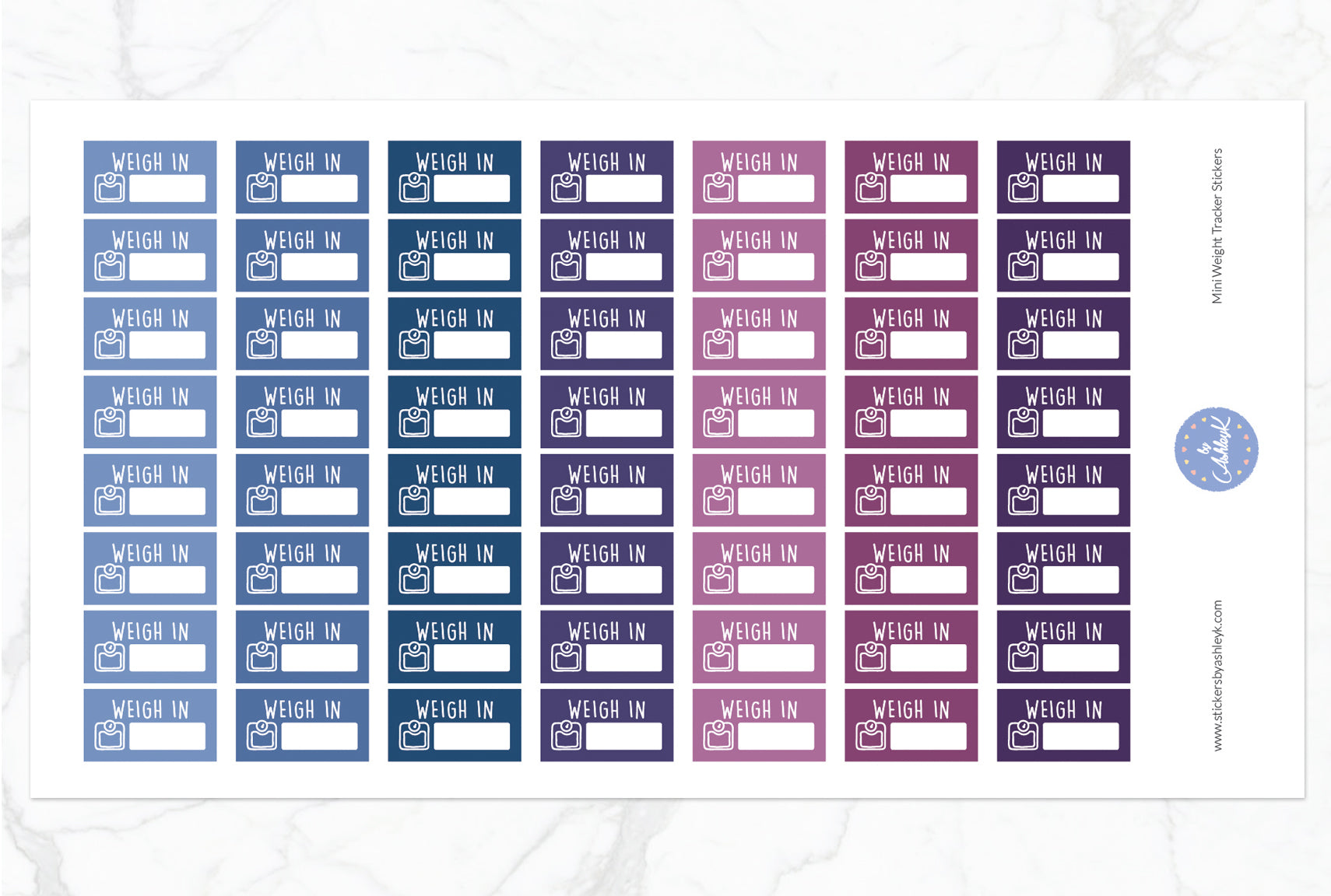 Mini Weight Tracker Stickers - Blueberry