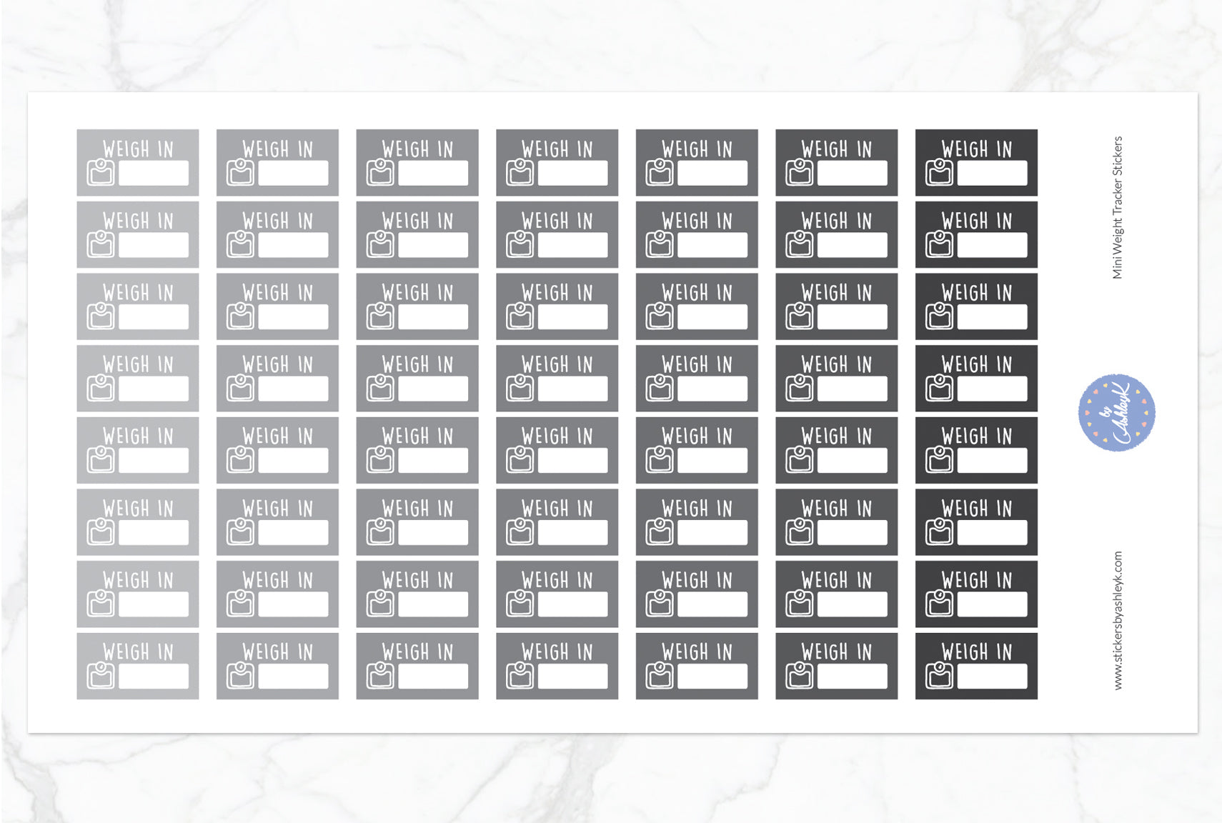 Mini Weight Tracker Stickers - Monochrome