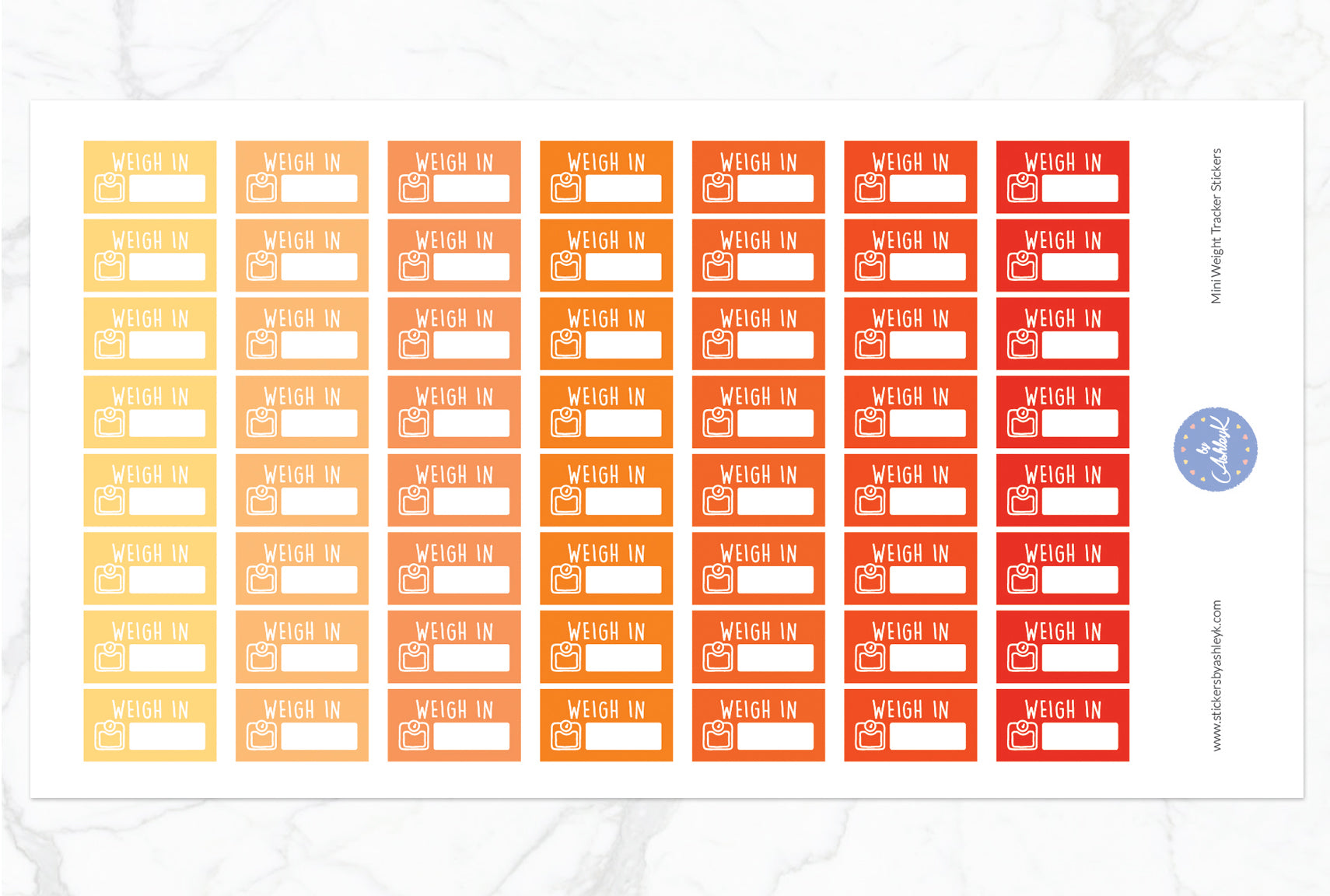 Mini Weight Tracker Stickers - Orange