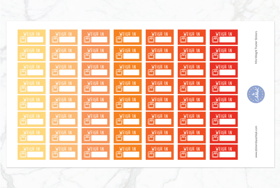 Mini Weight Tracker Stickers - Orange