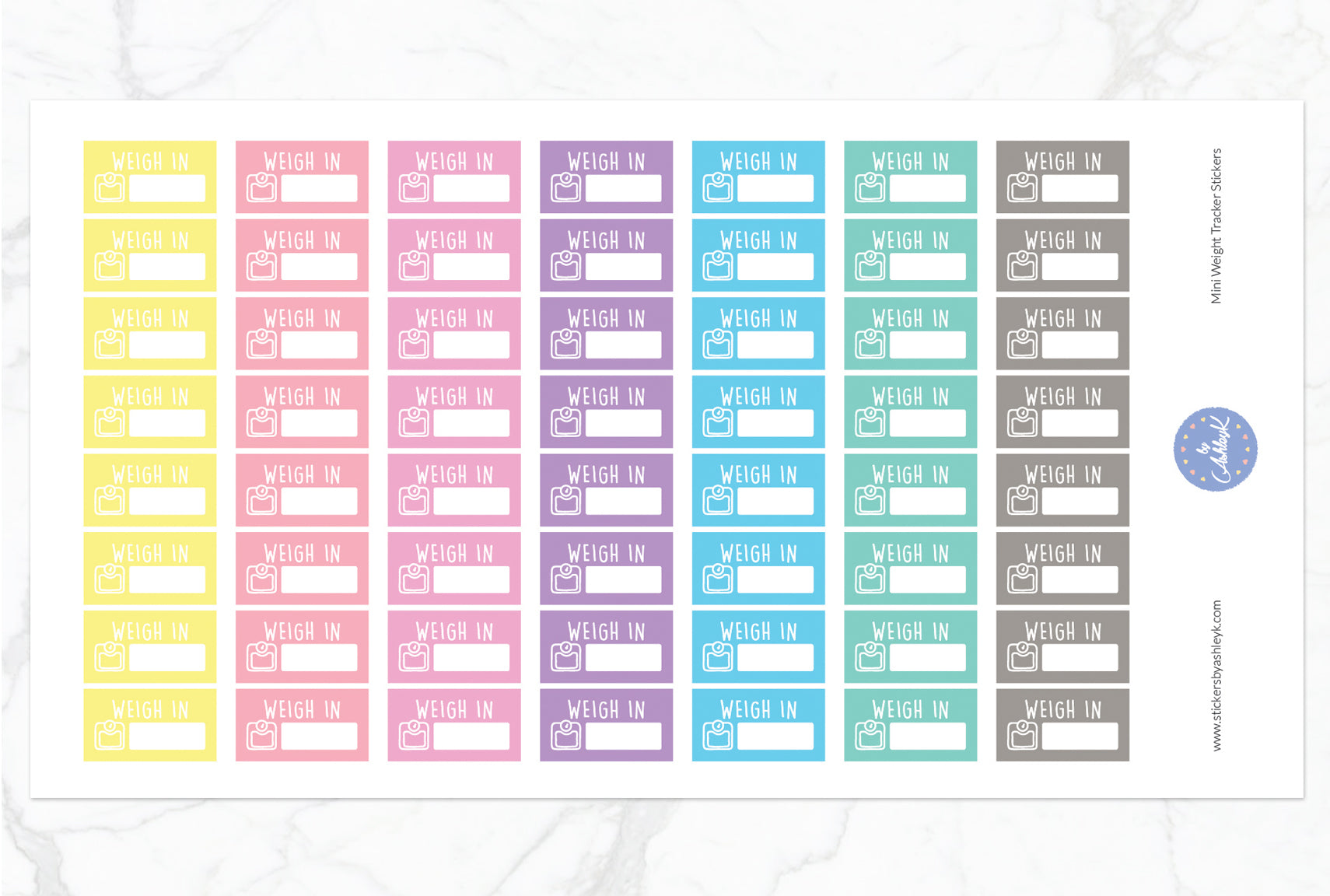 Mini Weight Tracker Stickers - Pastel