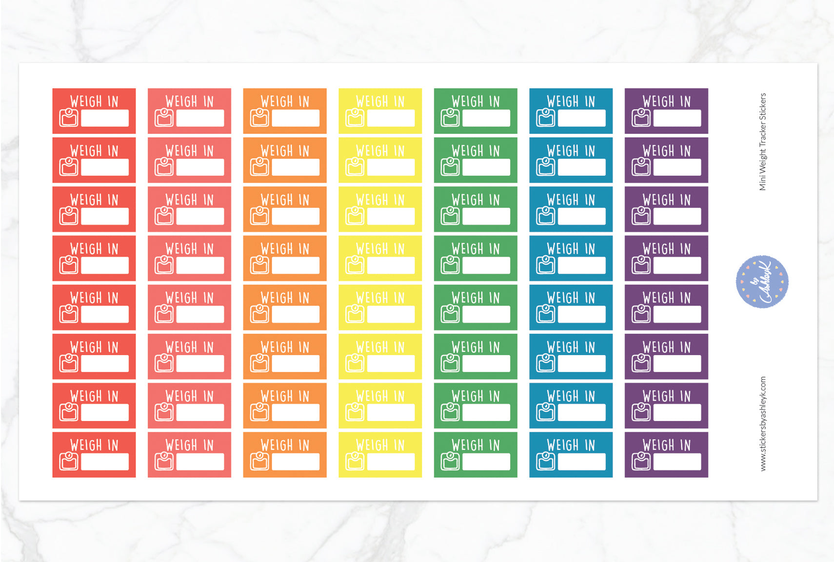 Mini Weight Tracker Stickers - Pastel Rainbow