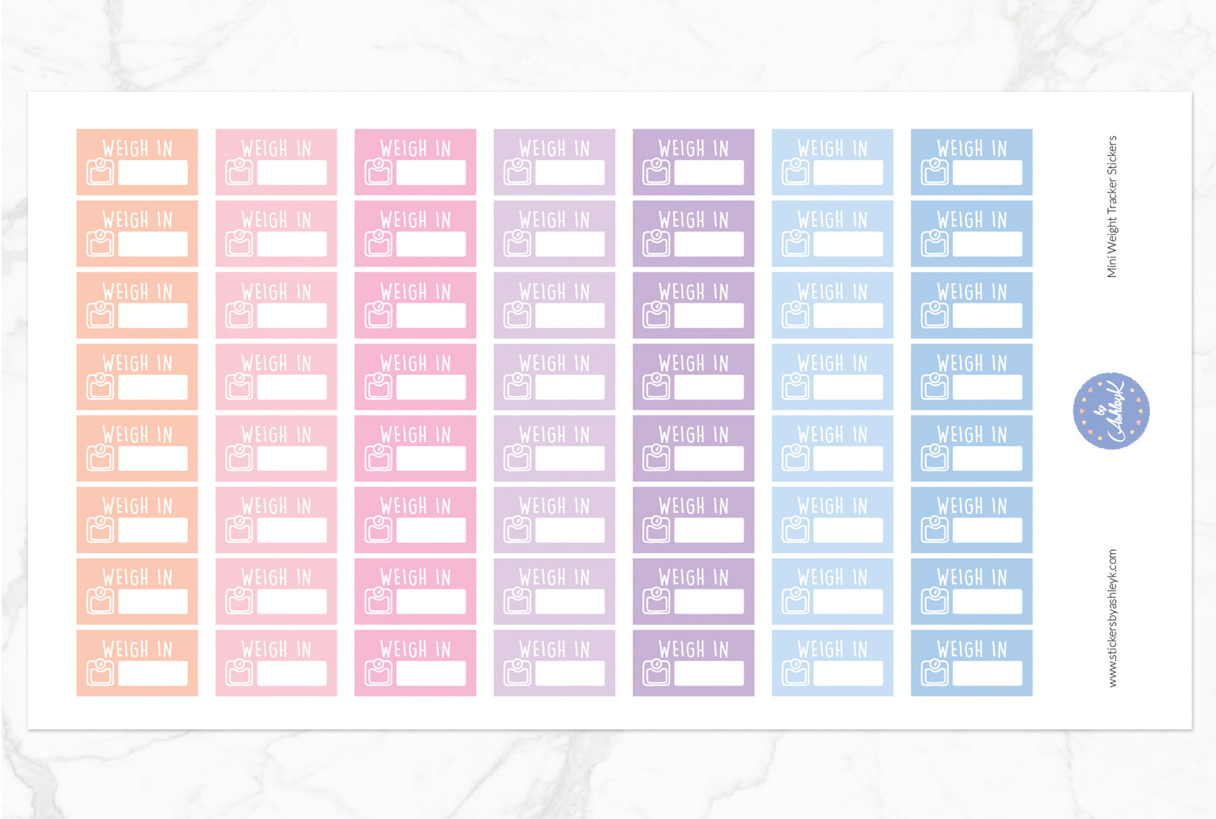 Mini Weight Tracker Stickers - Pastel Sunset