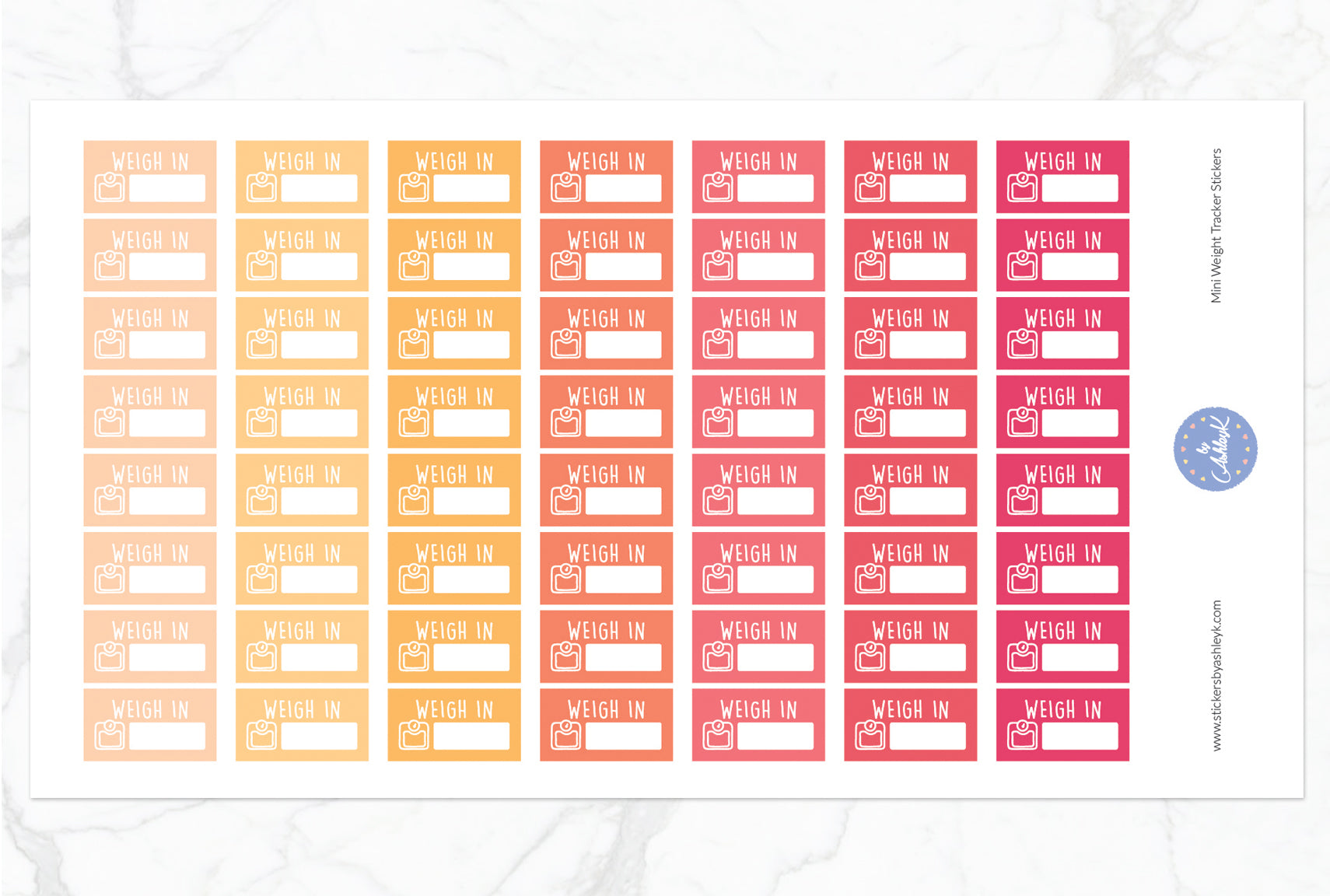 Mini Weight Tracker Stickers - Peach