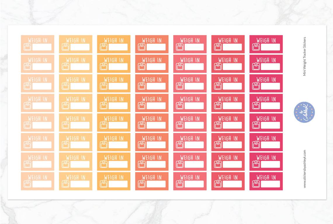 Mini Weight Tracker Stickers - Peach