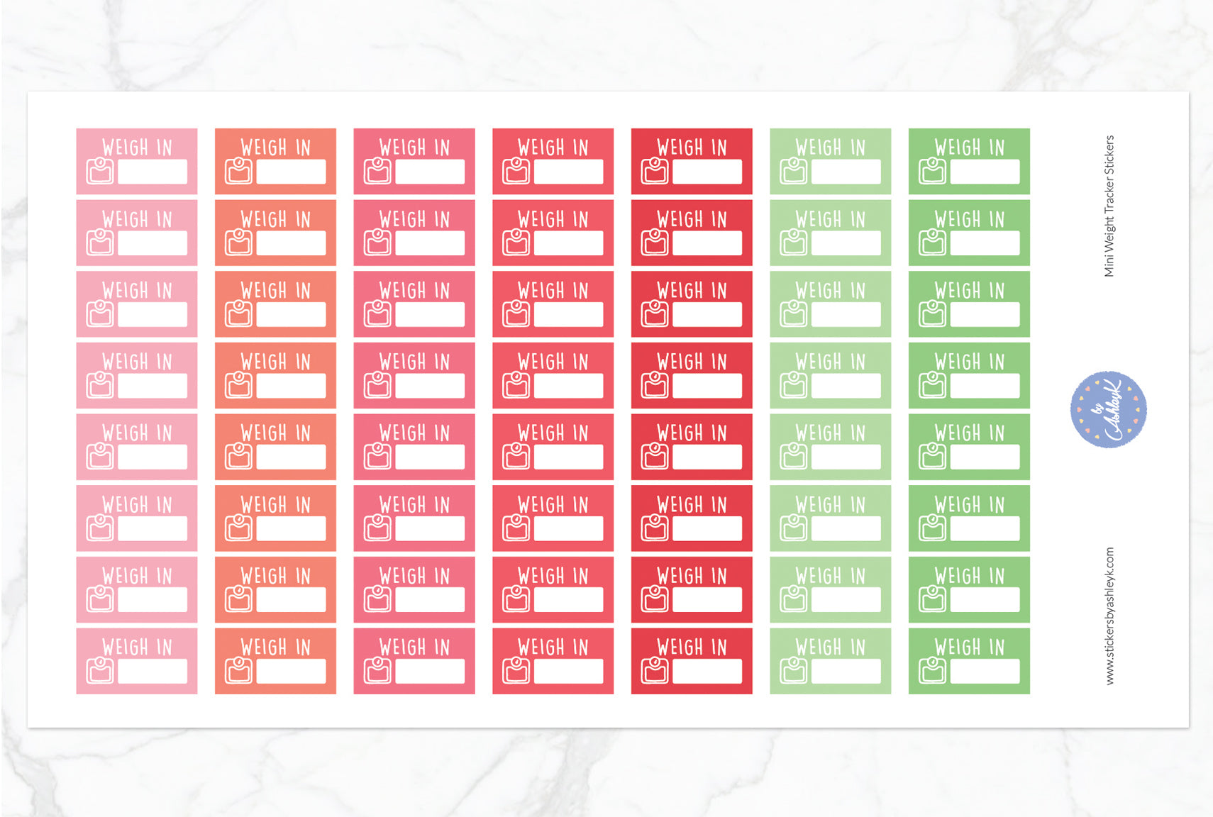 Mini Weight Tracker Stickers - Strawberry