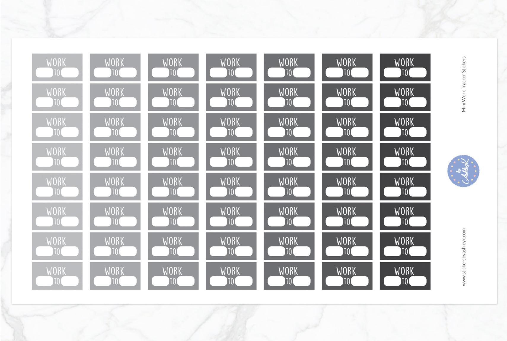 Mini Work Tracker Stickers - Monochrome