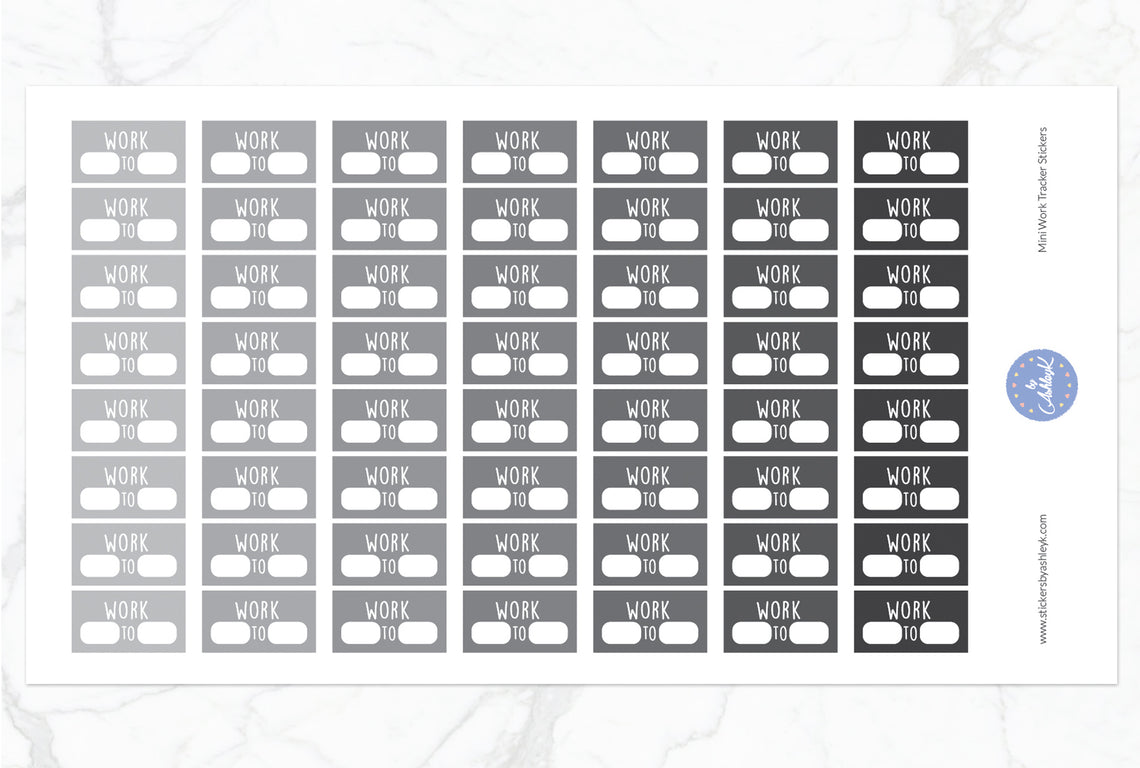 Mini Work Tracker Stickers - Monochrome