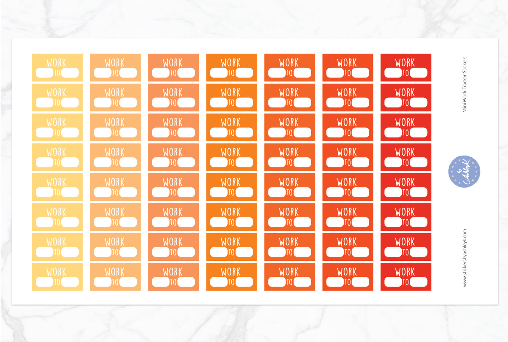 Mini Work Tracker Stickers - Orange