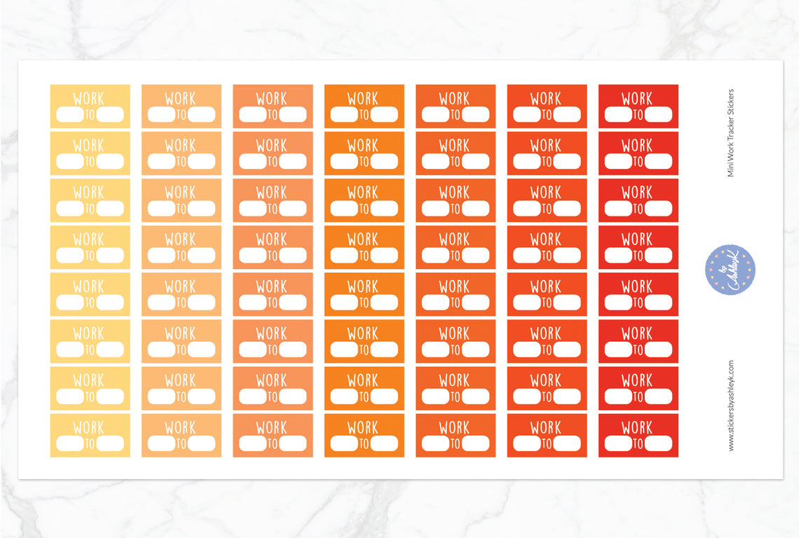 Mini Work Tracker Stickers - Orange