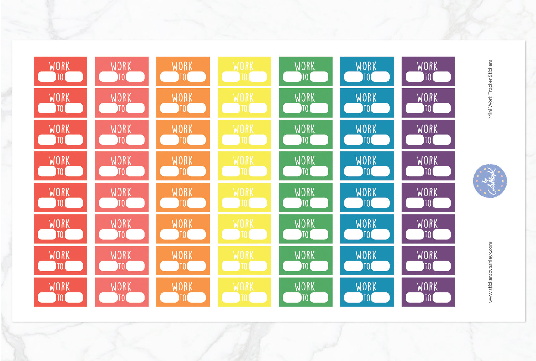 Mini Work Tracker Stickers - Pastel Rainbow