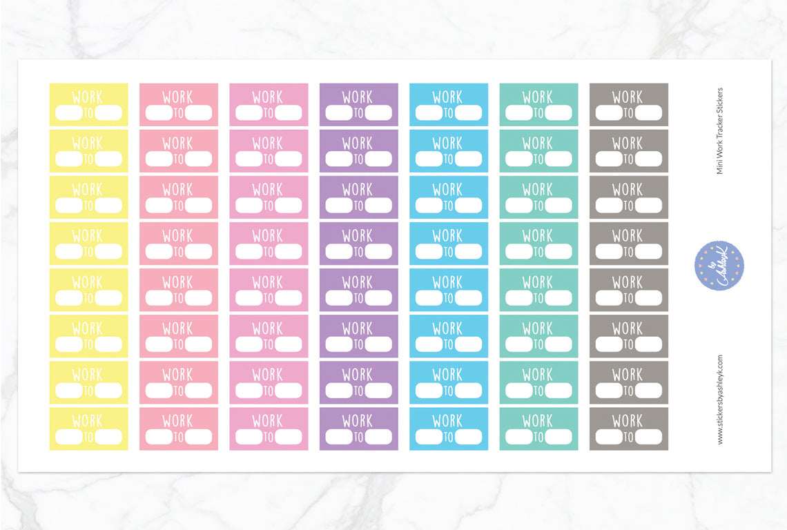 Mini Work Tracker Stickers - Pastel