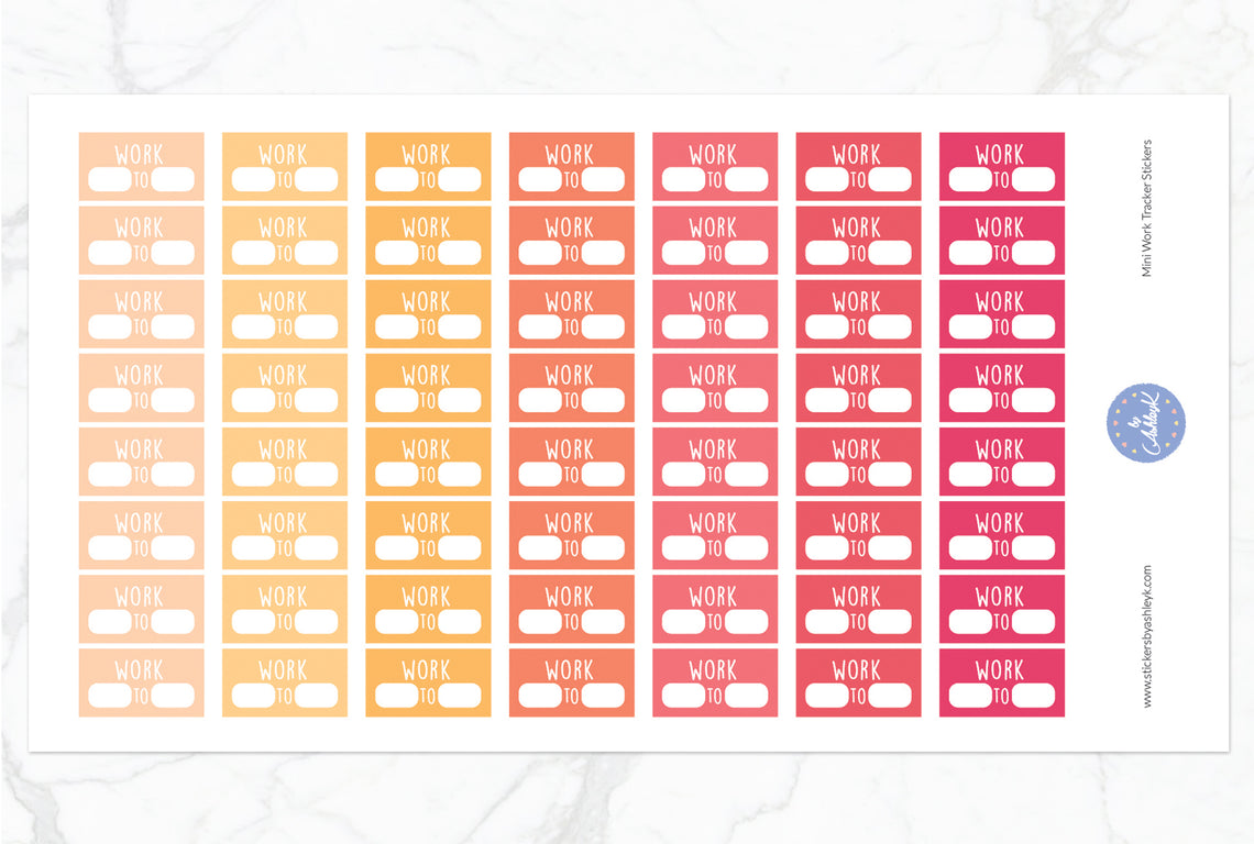 Mini Work Tracker Stickers - Peach