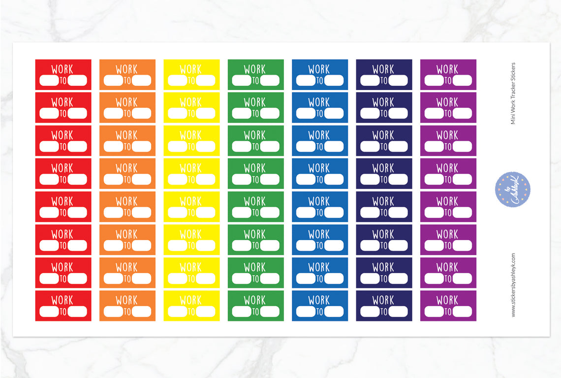 Mini Work Tracker Stickers - Rainbow