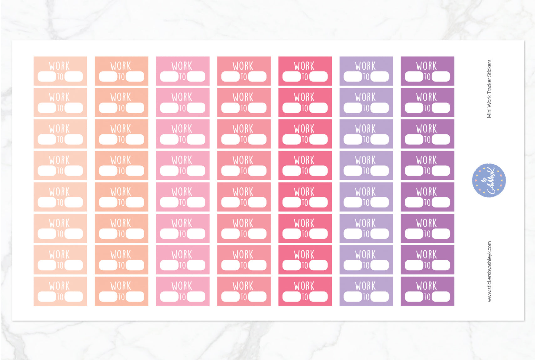 Mini Work Tracker Stickers - Raspberry