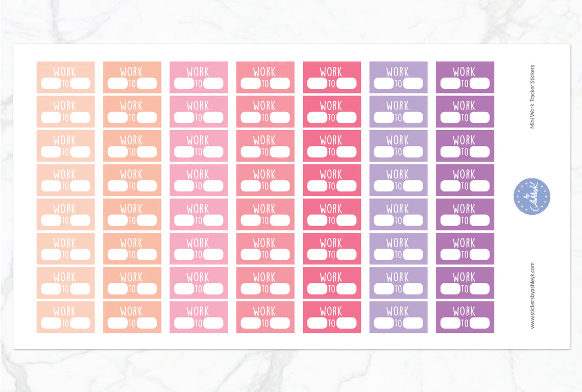 Mini Work Tracker Stickers - Raspberry