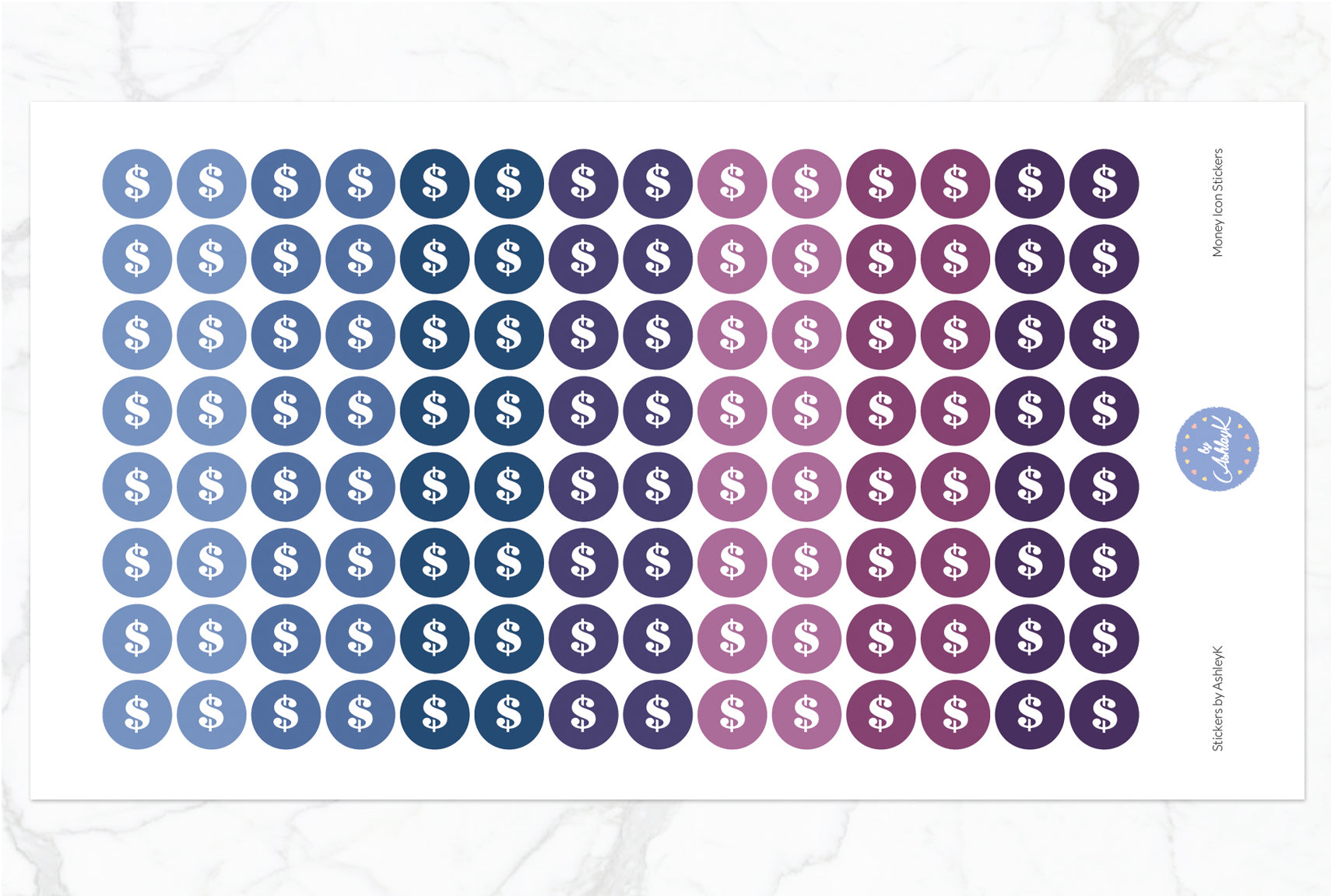 Money Icon Round Stickers - Blueberry