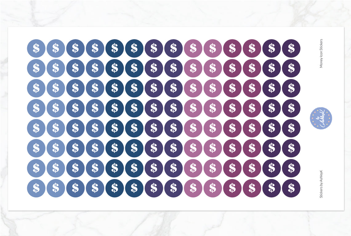 Money Icon Round Stickers - Blueberry