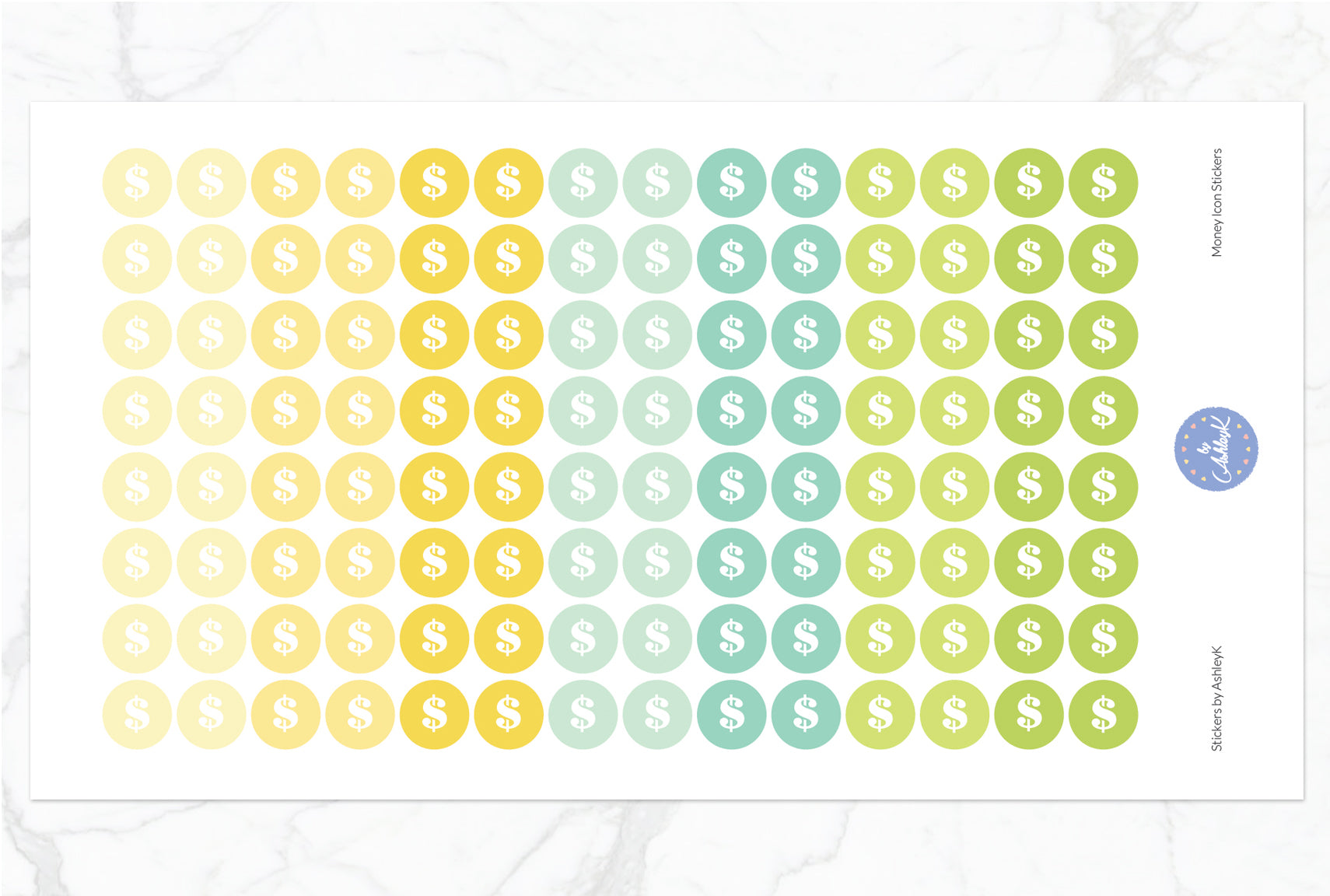 Money Icon Round Stickers - Lemon&Lime