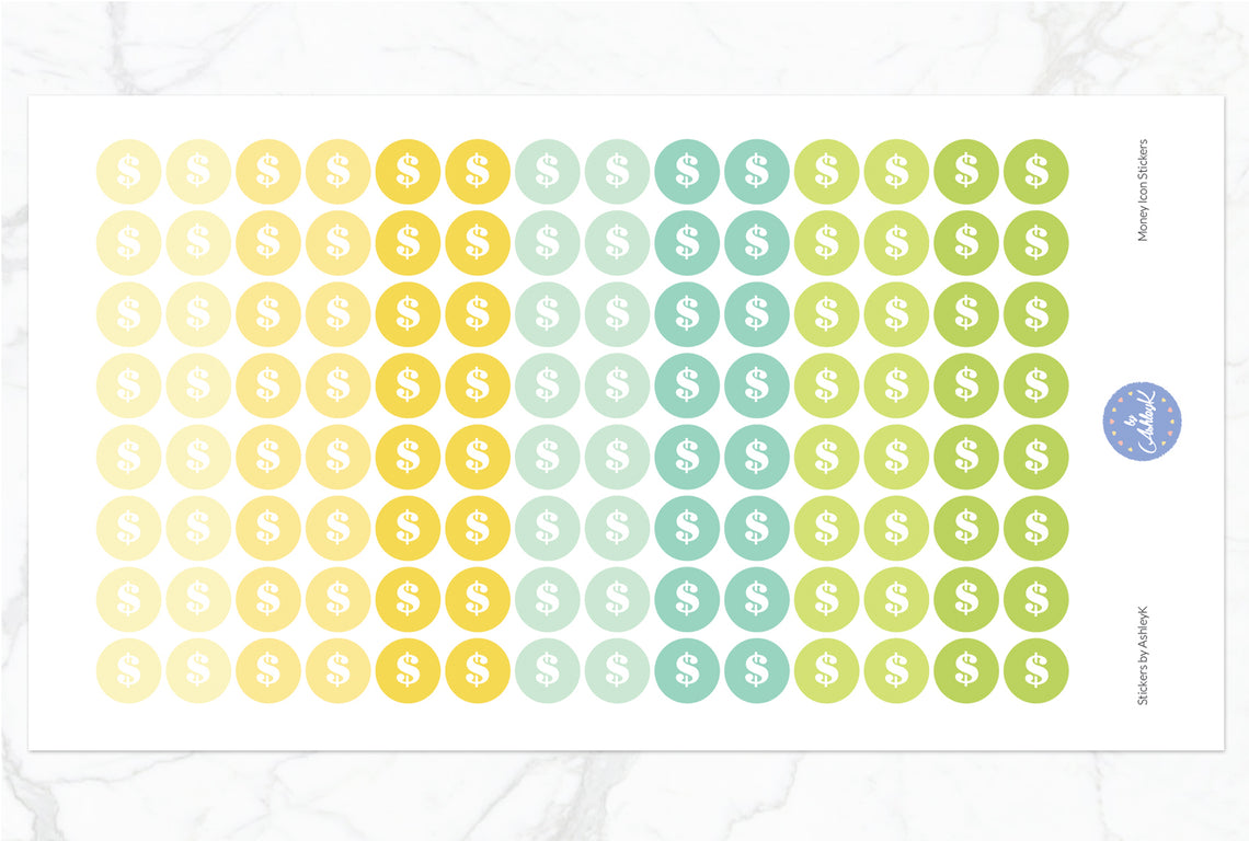 Money Icon Round Stickers - Lemon&Lime