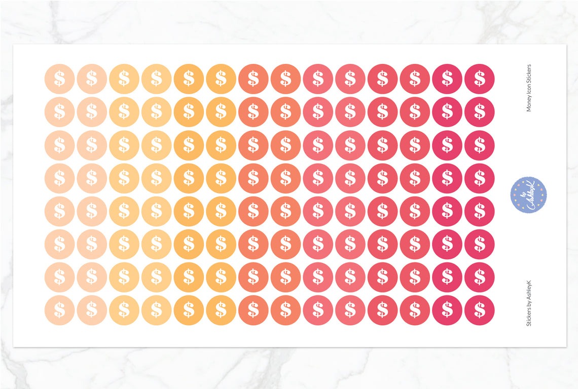 Money Icon Round Stickers - Peach