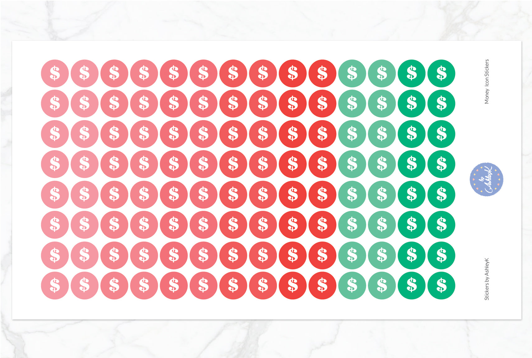 Money Icon Round Stickers - Watermelon