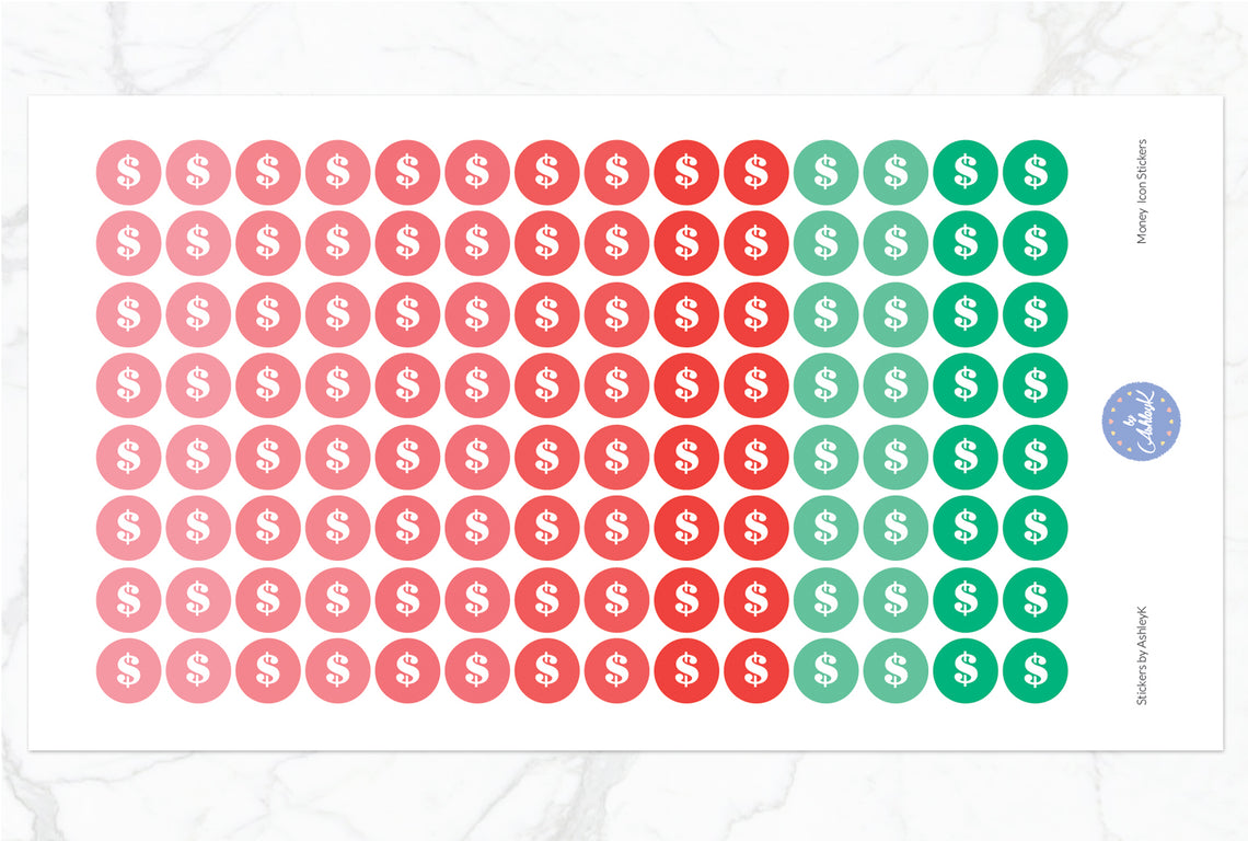 Money Icon Round Stickers - Watermelon