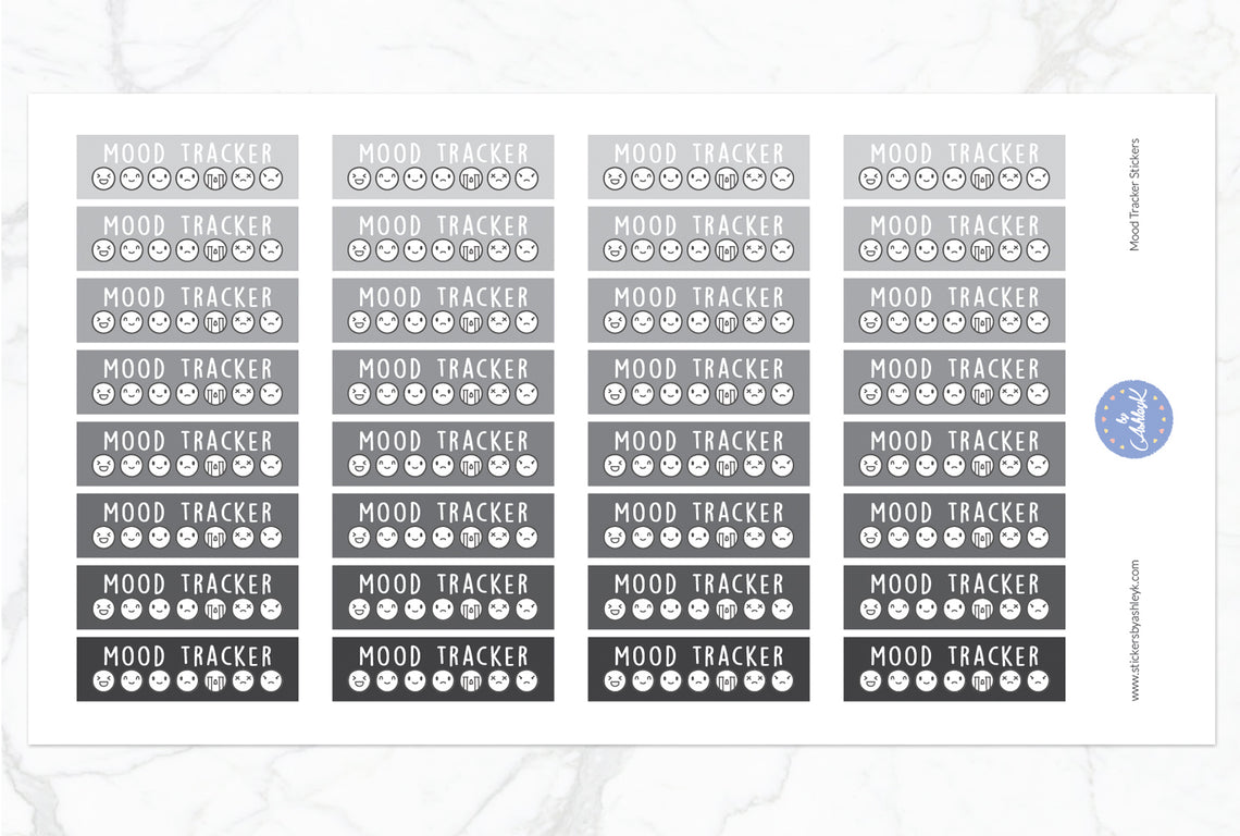 Mood Tracker Stickers - Monochrome