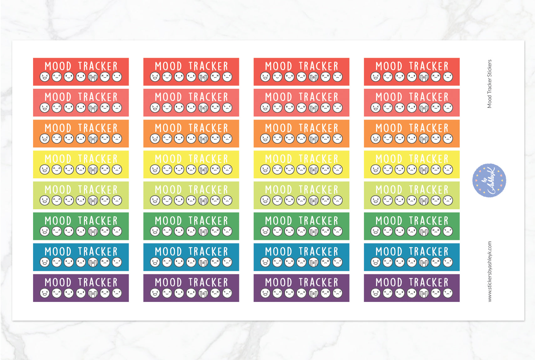 Mood Tracker Stickers - Pastel Rainbow