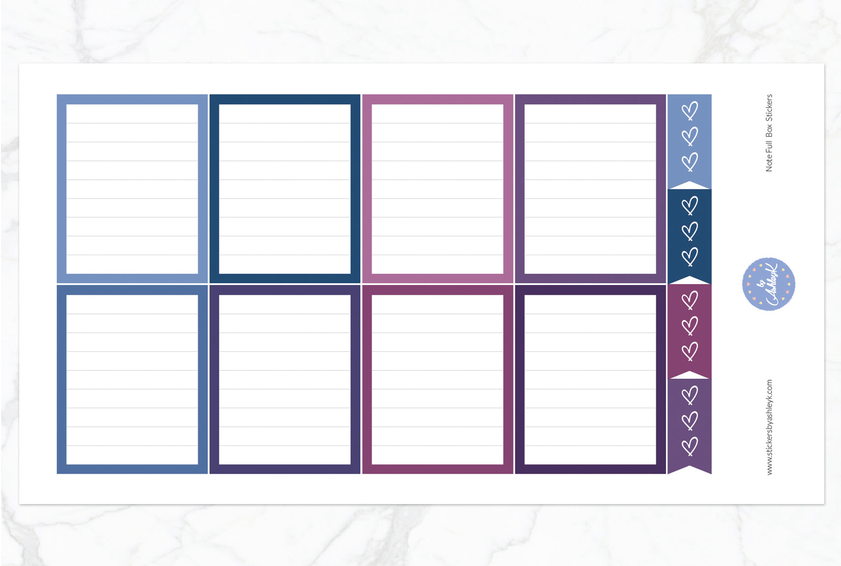 Note Full Box Stickers - Blueberry