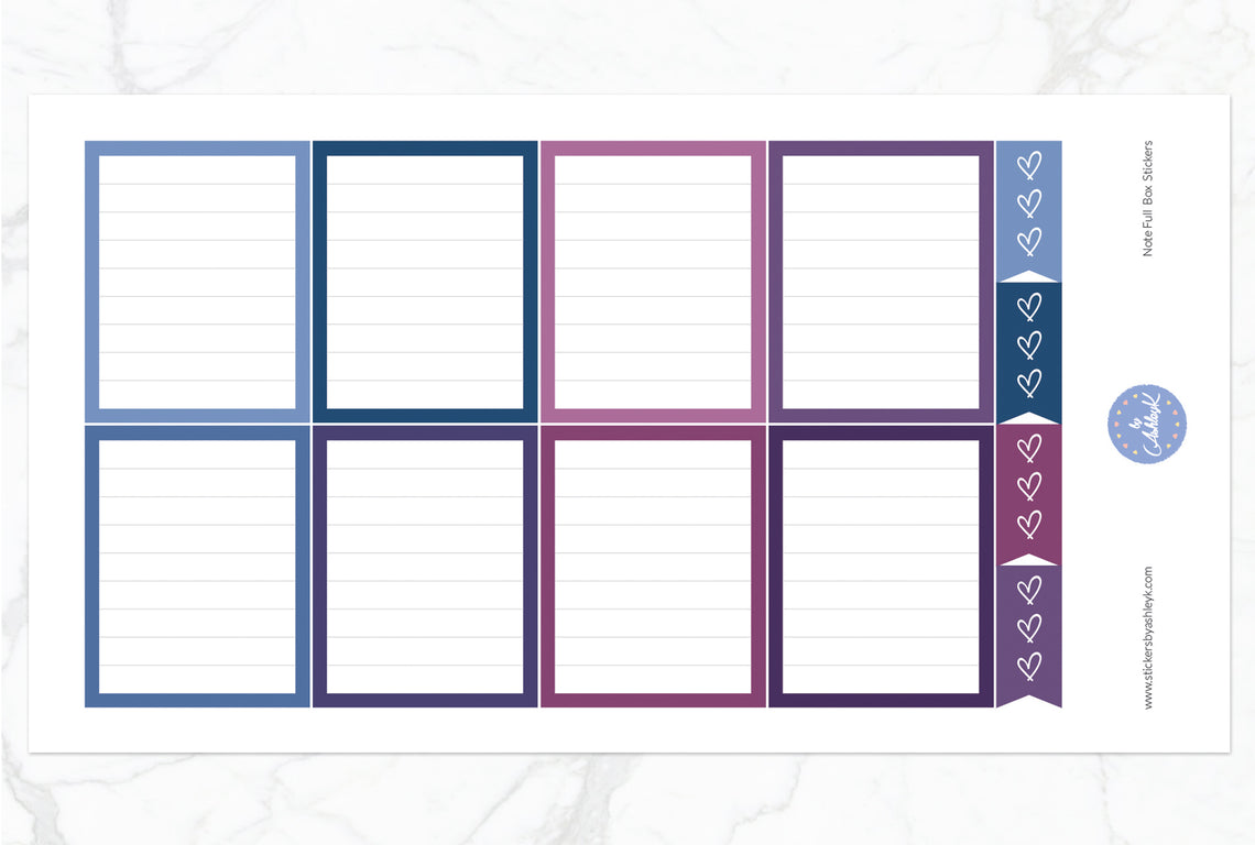 Note Full Box Stickers - Blueberry