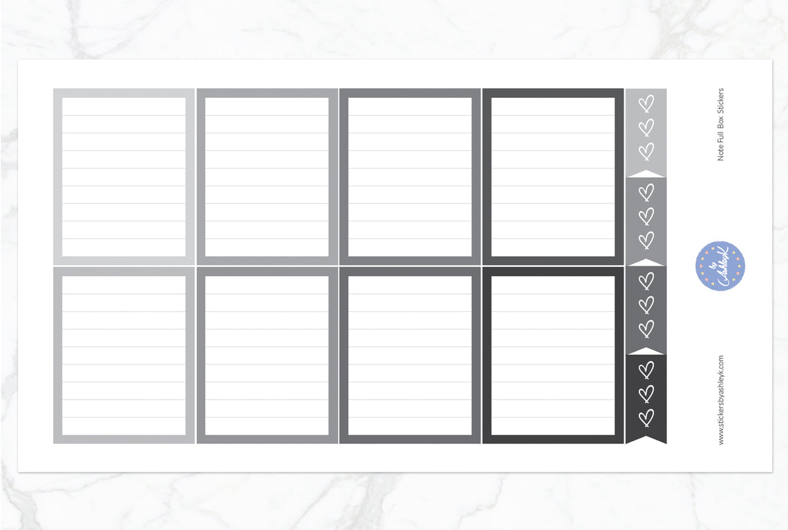 Note Full Box Stickers - Monochrome