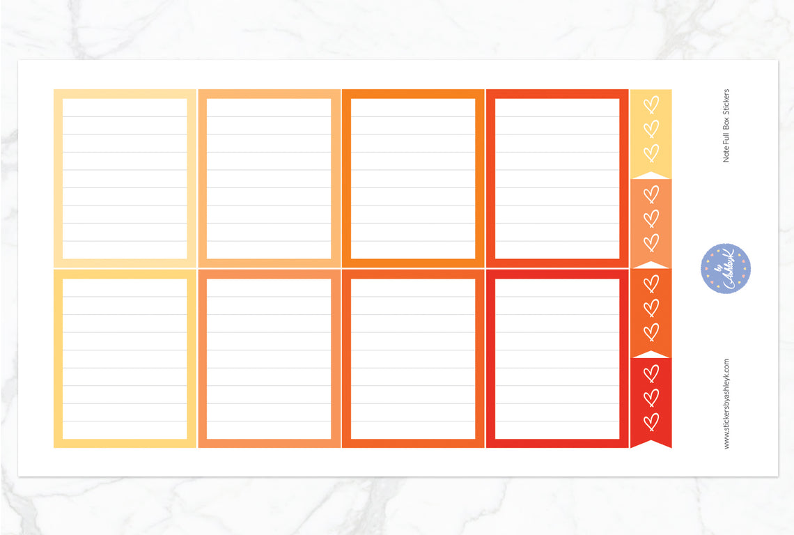 Note Full Box Stickers - Orange