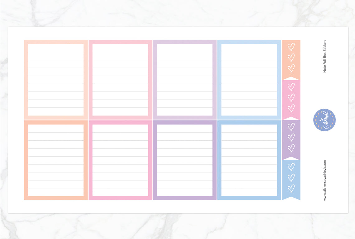 Note Full Box Stickers - Pastel Sunset