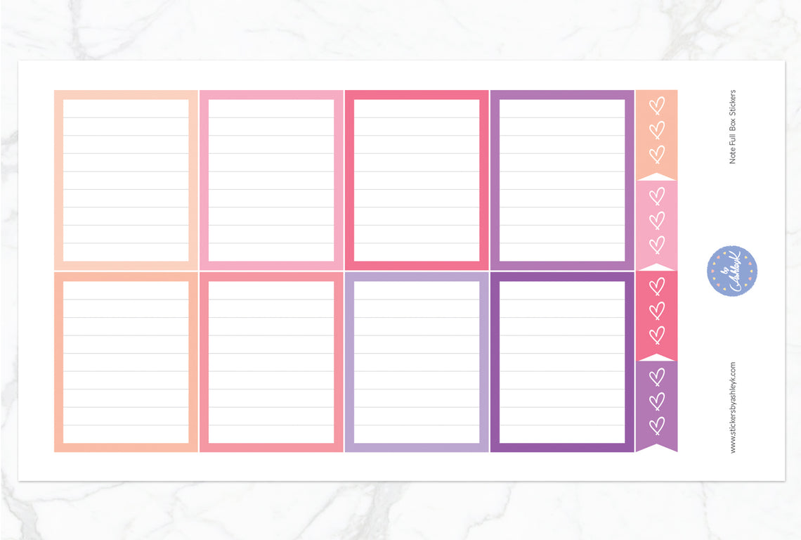 Note Full Box Stickers - Raspberry
