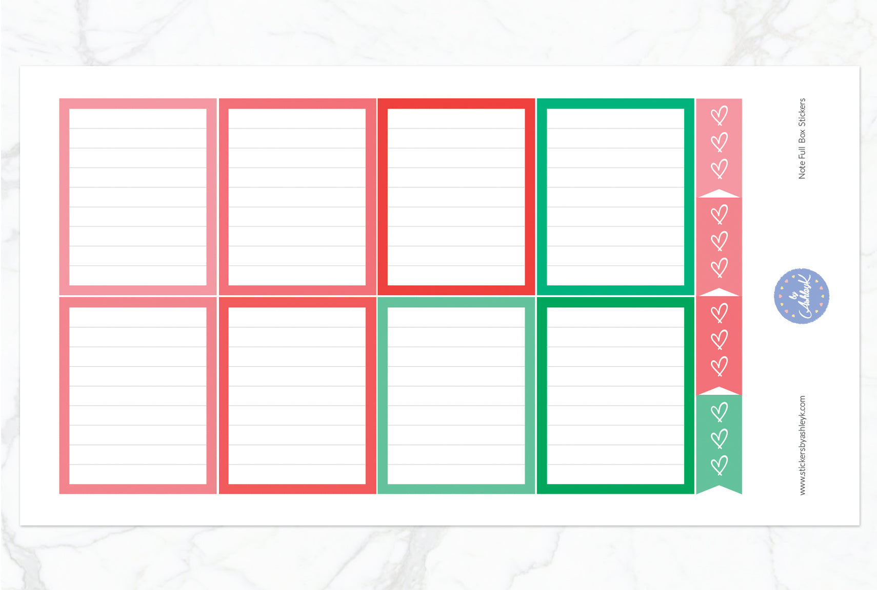Note Full Box Stickers - Watermelon