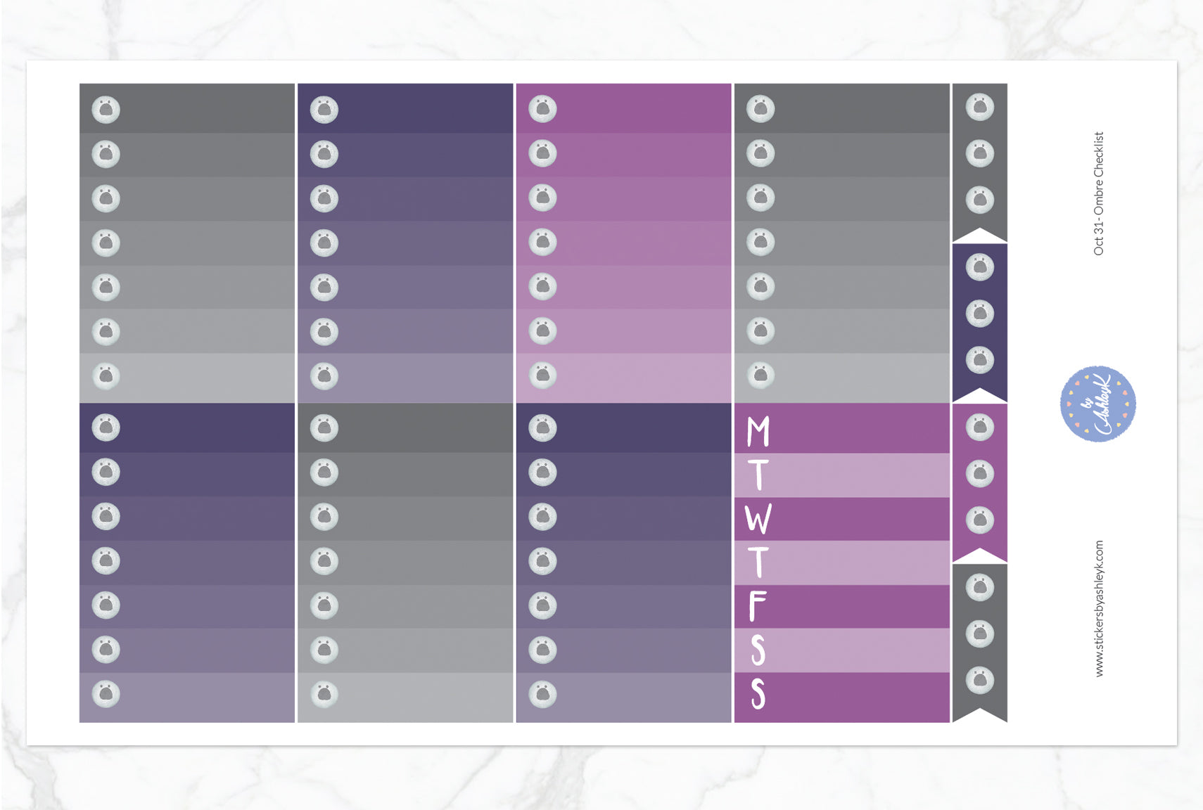 Oct 31 Weekly Kit  - Ombre Checklist Sheet