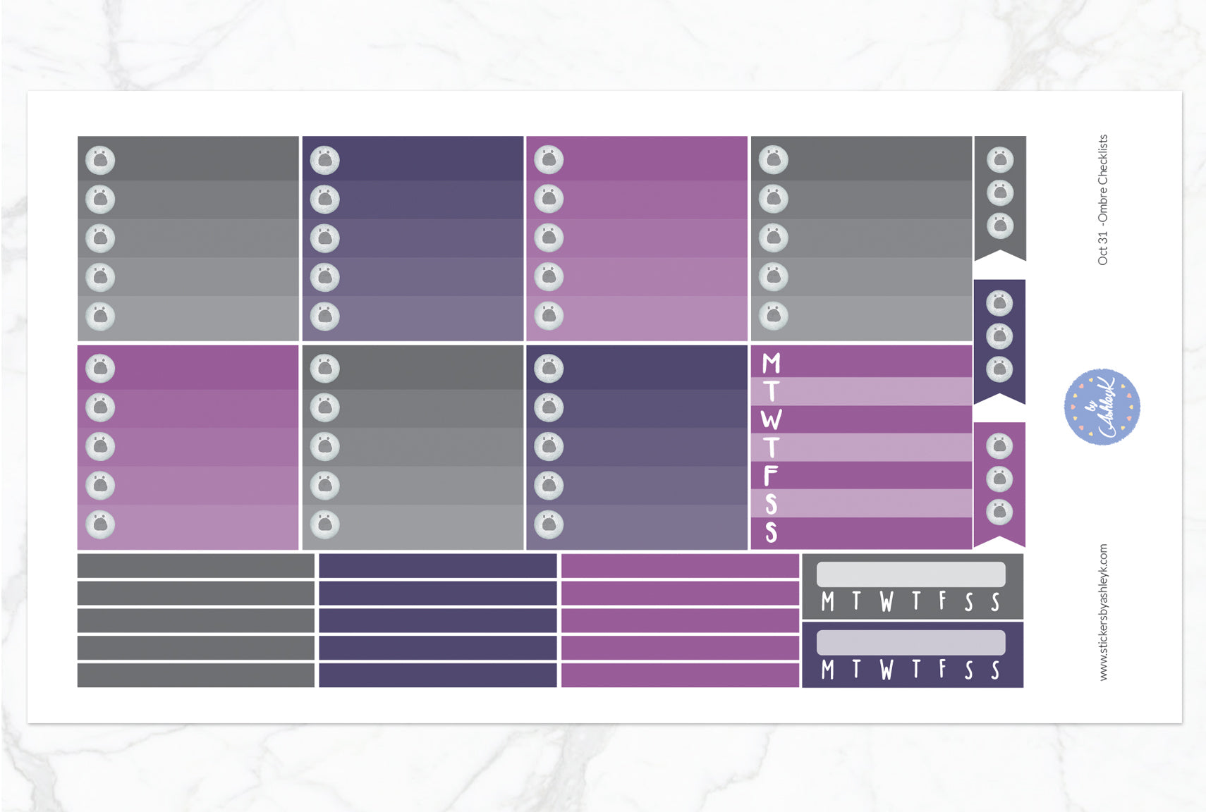 Oct 31 Weekly Kit  - Ombre Checklist Sheet