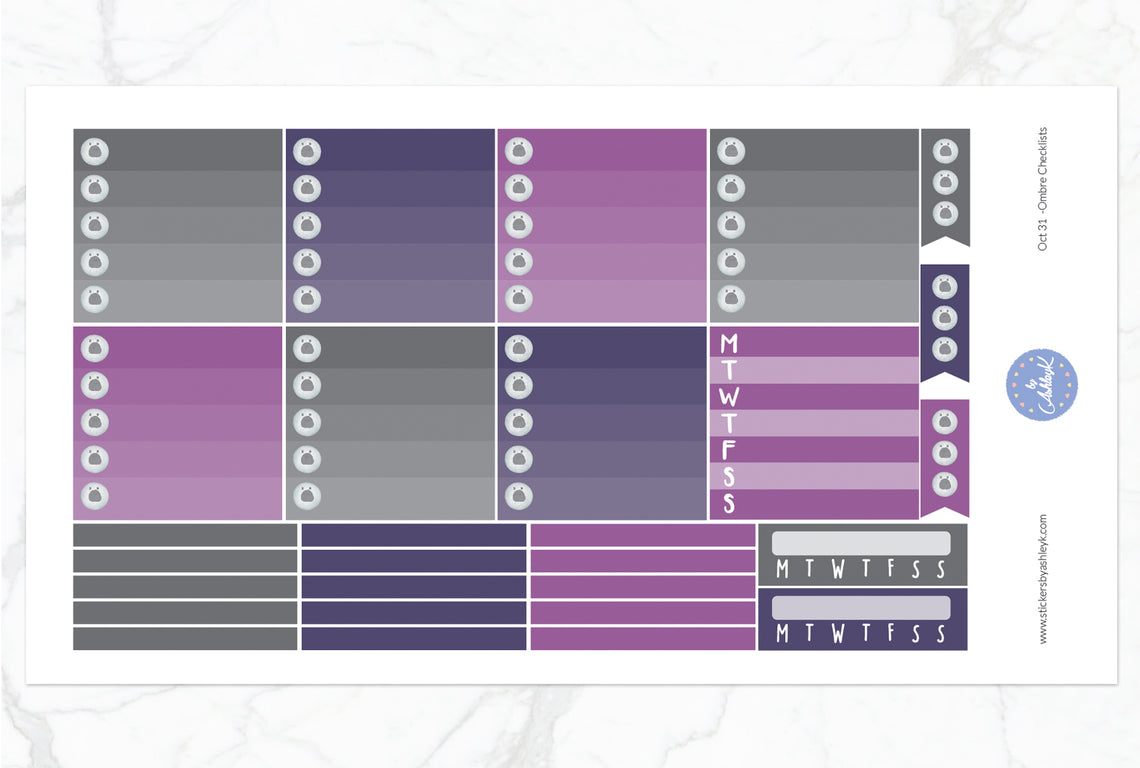 Oct 31 Weekly Kit  - Ombre Checklist Sheet