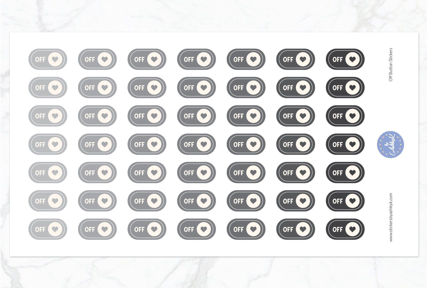 Off Button Stickers - Monochrome