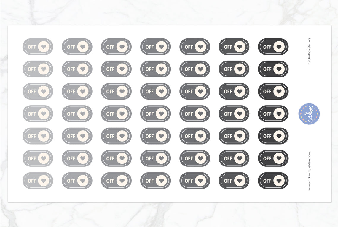 Off Button Stickers - Monochrome