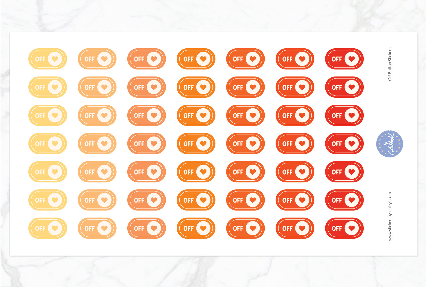 Off Button Stickers - Orange