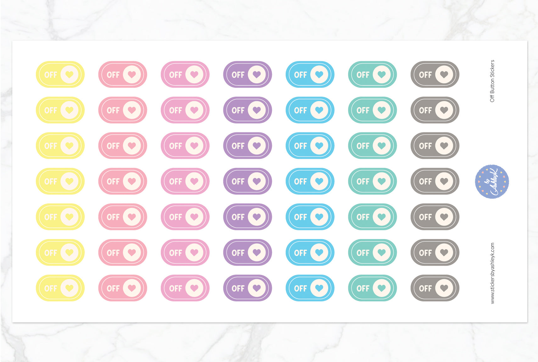 Off Button Stickers - Pastel