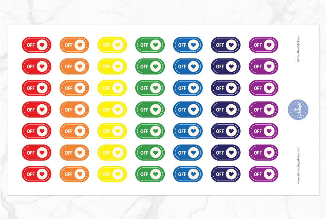 Off Button Stickers - Rainbow