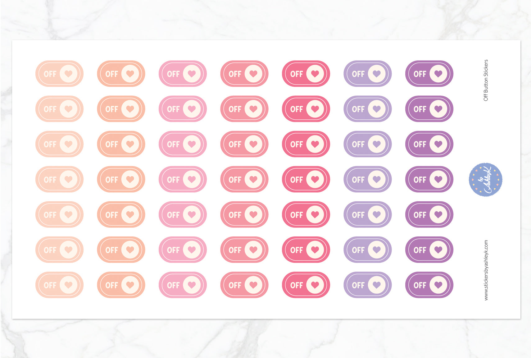 Off Button Stickers - Raspberry
