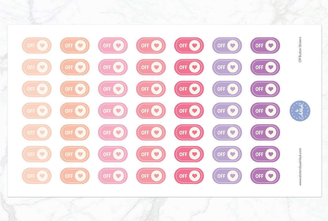 Off Button Stickers - Raspberry